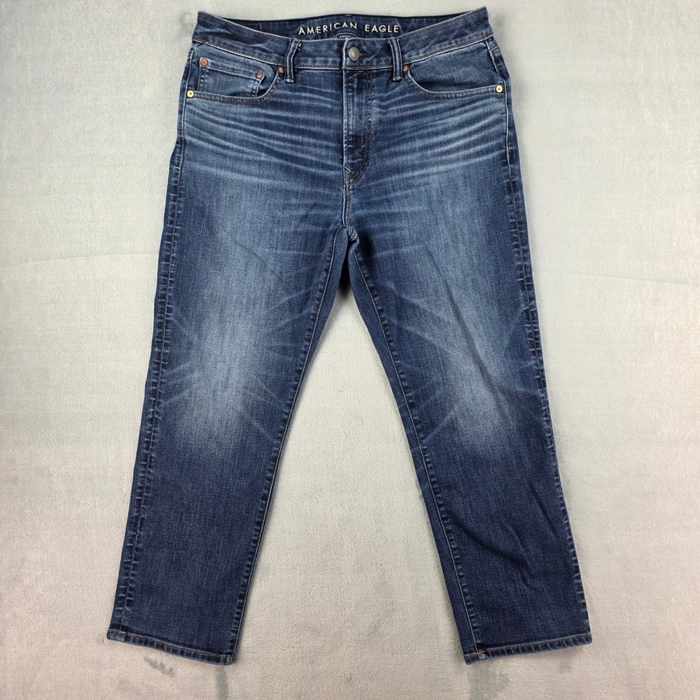 American Eagle Airflex+ Temp Tech Athletic Straight Jeans Dark Wash 34x30 Mens